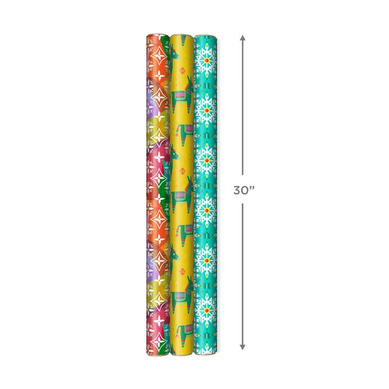 Hallmark Festive And Fun 3-Pack Multicolored Wrapping Paper, 120 Sq. Ft. 3 Hallmark Festive And Fun 3-Pack Multicolored Wrapping Paper, 120 Sq. Ft. - Image 3