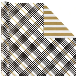 Hallmark Black And Gold 4-Pack Reversible Holiday Wrapping Paper Assortment, 150 Sq. Ft. -Hallmark Sales Store Black and Gold Reversible Wrapping Paper Assortment 5JXW1737 04