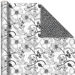 Hallmark Black And White Prints 3-Pack Reversible Wrapping Paper, 75 Sq. Ft. Total -Hallmark Sales Store Black and White Prints 3Pack Reversible Gift Wrap 5EWR6401 05