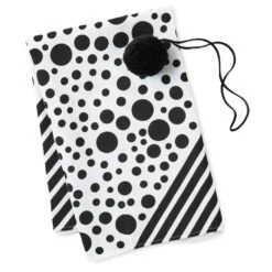 Hallmark 26" Black-and-White Fabric Gift Wrap With Elastic Band -Hallmark Sales Store BlackandWhite Square Flat Wrapping Cloth 1299EJR6377 03