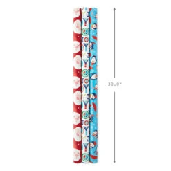 Hallmark Bright Joy 3-Pack Kids Reversible Christmas Wrapping Paper Assortment, 120 Sq. Ft. -Hallmark Sales Store Bright Assorted Kids Reversible Christmas Gift Wrap 5JXW1030 03