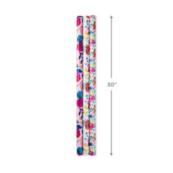 Hallmark Bright Florals 3-Pack Reversible Wrapping Paper, 120 Sq. Ft. Total -Hallmark Sales Store Bright Flowers 3Pack Reversible Wrapping Paper 5EWR2433 03