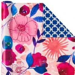 Hallmark Bright Florals 3-Pack Reversible Wrapping Paper, 120 Sq. Ft. Total -Hallmark Sales Store Bright Flowers 3Pack Reversible Wrapping Paper 5EWR2433 06