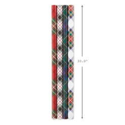 Hallmark Classic Plaids 4-Pack Wrapping Paper Assortment, 120 Sq. Ft. -Hallmark Sales Store Classic Plaids Christmas Wrapping Paper Assortment 5JXW1040 08