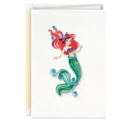 Hallmark Disney The Little Mermaid Ariel Happy Wish Quilled Paper Handmade Card