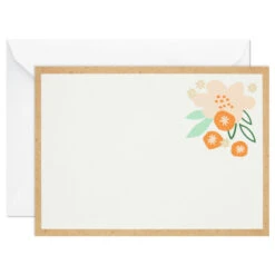 Hallmark Ivory Floral Flat Note Cards In Caddy, Box Of 40 -Hallmark Sales Store Floral SinglePanel Note Cards With Caddy 3CNT5048 04