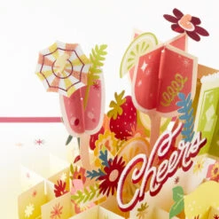 Hallmark Here's To You Cocktail Toast 3D Pop-Up Card 14 Hallmark Here's To You Cocktail Toast 3D Pop-Up Card -Hallmark Sales Store Fruit Cocktail Drinks Celebration 3D PopUp Card for Her 1299LAD2897 05