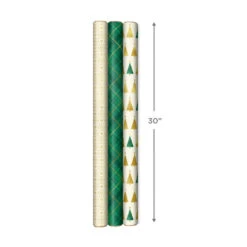 Hallmark Gold And Green 3-Pack Christmas Wrapping Paper Assortment, 120 Sq. Ft. -Hallmark Sales Store Gold and Green Assortment Christmas Gift Wrap 5JXW1204 04