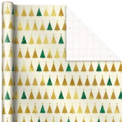 Hallmark Gold And Green 3-Pack Christmas Wrapping Paper Assortment, 120 Sq. Ft. -Hallmark Sales Store Gold and Green Assortment Christmas Gift Wrap 5JXW1204 05