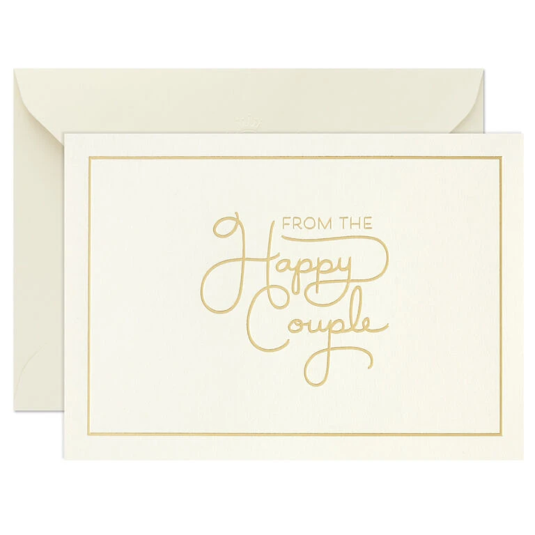 Hallmark Bulk Ivory And Gold Blank Wedding Thank-You Notes, Box Of 100 2 Hallmark Bulk Ivory And Gold Blank Wedding Thank-You Notes, Box Of 100 - Image 2