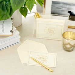 Hallmark Bulk Ivory And Gold Blank Wedding Thank-You Notes, Box Of 100 13 Hallmark Bulk Ivory And Gold Blank Wedding Thank-You Notes, Box Of 100 -Hallmark Sales Store Ivory and Gold Blank Wedding ThankYou Notes Bulk Pack 5STZ1065 07