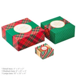 Hallmark Joy To You 3-Pack Christmas Gift Boxes, Assorted Sizes And Designs -Hallmark Sales Store Joy to You Assorted Christmas Gift Boxes 55XBC1128 03