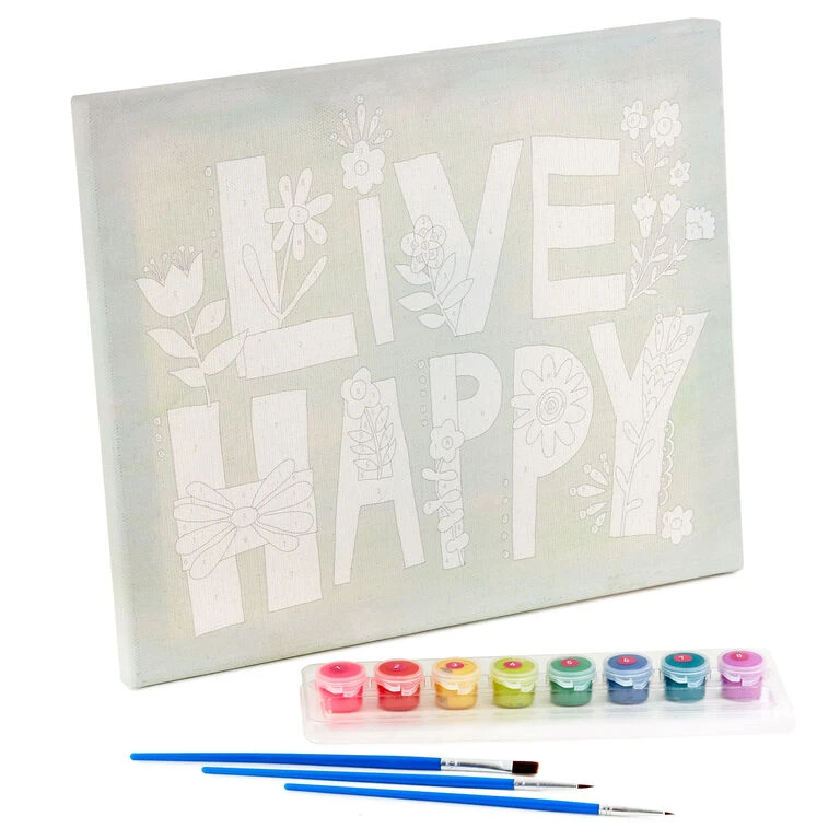 Natural Life Live Happy Paint By Number Wrapped Canvas Kit, 12x10 2 Natural Life Live Happy Paint By Number Wrapped Canvas Kit, 12x10 - Image 2