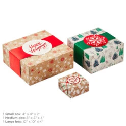 Hallmark Merry And Bright 3-Pack Christmas Gift Boxes, Assorted Sizes And Designs 8 Hallmark Merry And Bright 3-Pack Christmas Gift Boxes, Assorted Sizes And Designs -Hallmark Sales Store Merry and Bright Assorted Christmas Gift Boxes 5XBC1129 03
