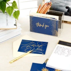 Hallmark Bulk Navy And Gold Assorted Blank Thank-You Notes, Box Of 120 -Hallmark Sales Store Navy and Gold Assorted Blank ThankYou Notes Bulk Pack 5STZ1064 07
