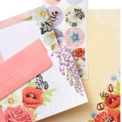 Hallmark Pink Floral Stationery Set And Desk Organizer Box -Hallmark Sales Store Pink Floral Stationery Set and Note Cards in Box 5STZ1186 04