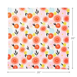 Hallmark 26" Modern Floral Fabric Gift Wrap With Elastic Band -Hallmark Sales Store PinkandOrange Floral Square Flat Wrapping Cloth 1299EJR6378 04
