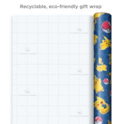 Hallmark Assorted Pokémon Wrapping Paper 3-Pack, 60 Sq. Ft. -Hallmark Sales Store Pokmon Wrapping Paper for Kids Birthdays 5EWR2645 08