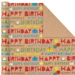 Hallmark Primary Birthday 3-Pack Kraft Wrapping Paper, 105 Sq. Ft. Total 11 Hallmark Primary Birthday 3-Pack Kraft Wrapping Paper, 105 Sq. Ft. Total -Hallmark Sales Store Primary Birthday 3Pack Kraft Wrapping Paper 5EWR6409 06