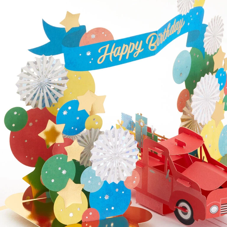 Hallmark Celebrating You Red Truck And Banner 3D Pop-Up Birthday Card 4 Hallmark Celebrating You Red Truck And Banner 3D Pop-Up Birthday Card - Image 4