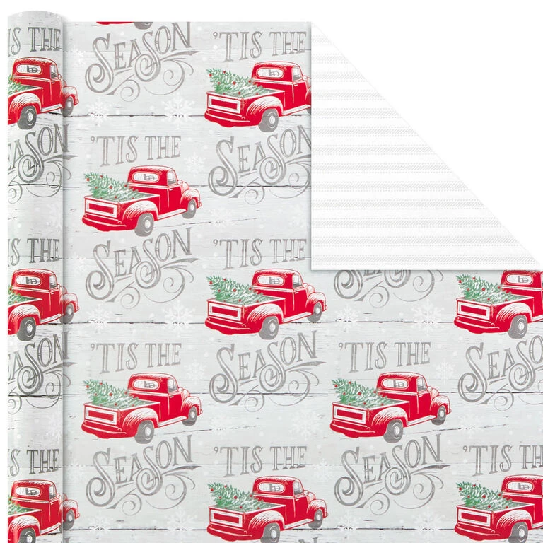 Hallmark Rustic Winter 3-Pack Reversible Metallic Christmas Wrapping Paper, 120 Sq. Ft. 4 Hallmark Rustic Winter 3-Pack Reversible Metallic Christmas Wrapping Paper, 120 Sq. Ft. - Image 4