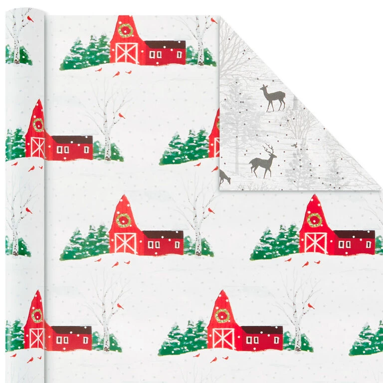 Hallmark Rustic Winter 3-Pack Reversible Metallic Christmas Wrapping Paper, 120 Sq. Ft. 6 Hallmark Rustic Winter 3-Pack Reversible Metallic Christmas Wrapping Paper, 120 Sq. Ft. - Image 6