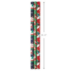 Hallmark Santa Fun 3-Pack Christmas Wrapping Paper Assortment, 120 Sq. Ft. -Hallmark Sales Store Santa Fun Hallmark Mahogany Christmas Wrapping Paper 5JXW1037 04