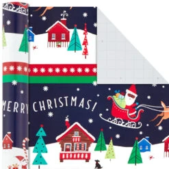 Hallmark Santa Fun 3-Pack Christmas Wrapping Paper Assortment, 120 Sq. Ft. -Hallmark Sales Store Santa Fun Hallmark Mahogany Christmas Wrapping Paper 5JXW1037 05