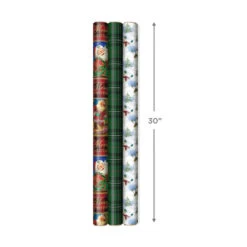 Hallmark Christmas Classics 3-Pack Reversible Wrapping Paper Assortment, 120 Sq. Ft. -Hallmark Sales Store Santa and Plaids Assorted Reversible Gift Wrap 5JXW1070 03