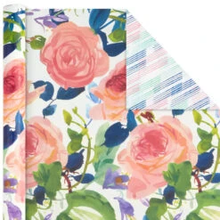 Hallmark Watercolor Tones 3-Pack Reversible Wrapping Paper, 75 Sq. Ft. Total 9 Hallmark Watercolor Tones 3-Pack Reversible Wrapping Paper, 75 Sq. Ft. Total -Hallmark Sales Store Watercolor Tones 3Pack Reversible Wrapping Paper 5EWR6405 04