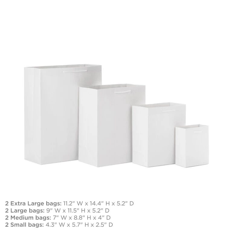 Hallmark White Assorted Sizes 8-Pack Gift Bags 2 Hallmark White Assorted Sizes 8-Pack Gift Bags - Image 2