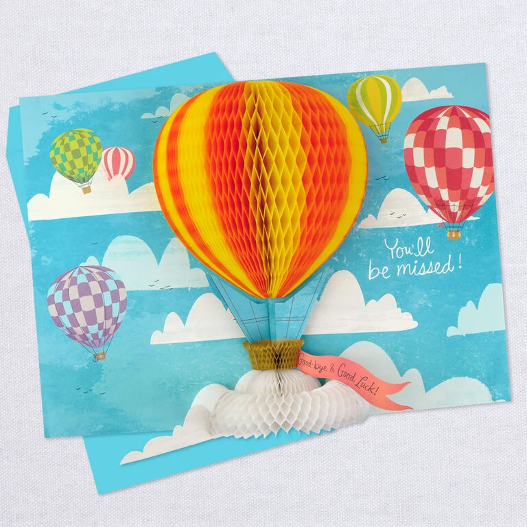 Hallmark 16" Hot Air Balloons Pop-Up Jumbo Goodbye Card 4 Hallmark 16" Hot Air Balloons Pop-Up Jumbo Goodbye Card - Image 4